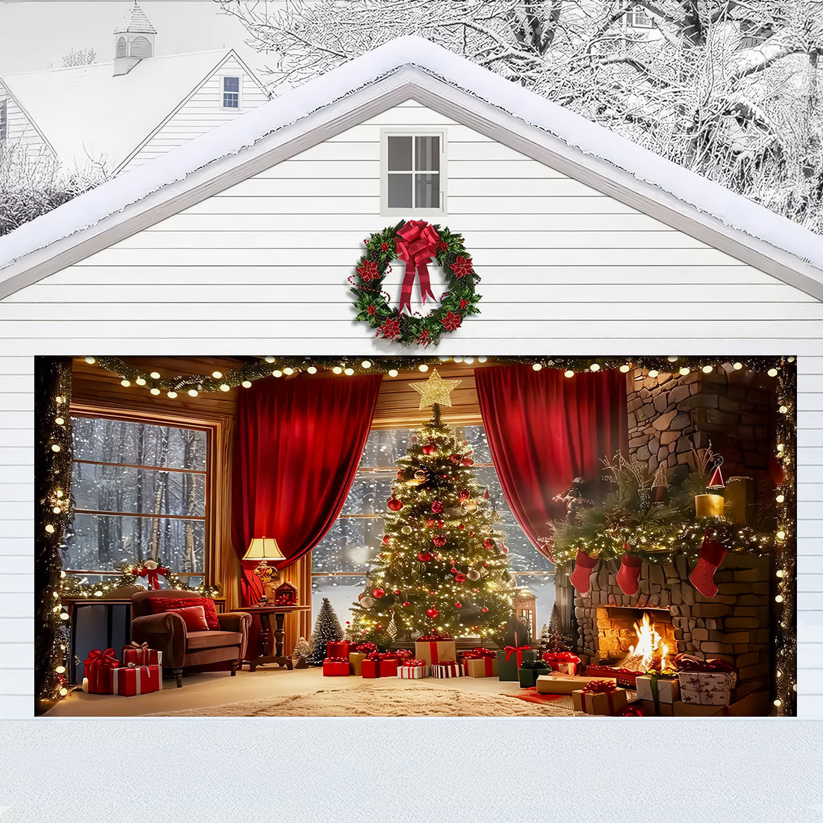 Shineful Garage Door Banner Decoration Cozy Christnmas