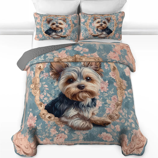 Shineful All Season Quilt 3-Piece Set Yorkie Blossom Elegance