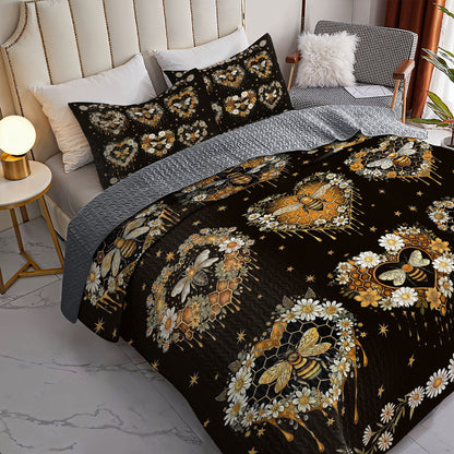Shineful All Season Quilt 3-Piece Set Moonlit Honeyheart Quilt