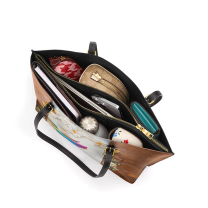 Shineful Leather Tote Bag Fluttering Blooms