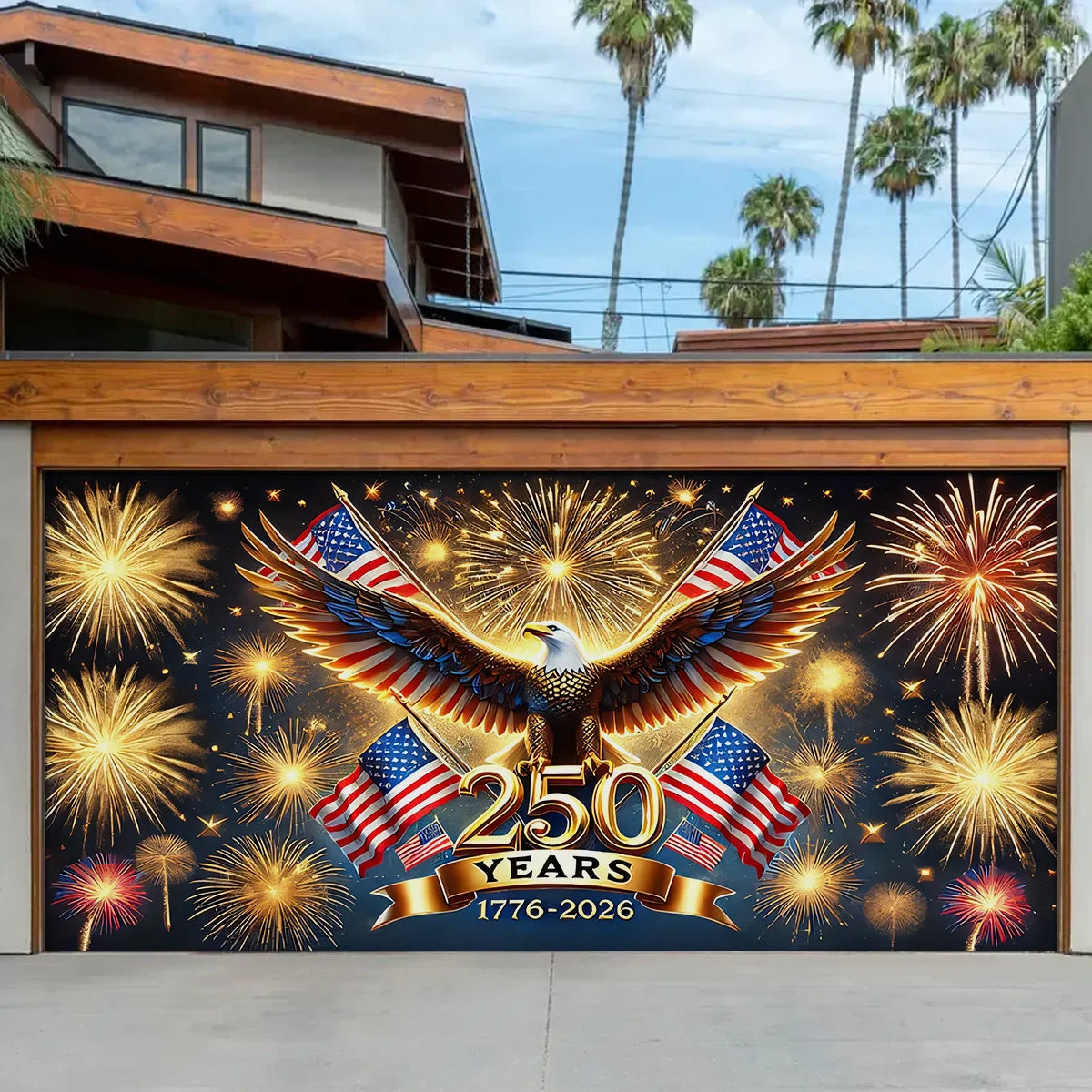 Shineful Garage Door Banner Decoration 250 Years of the Republic