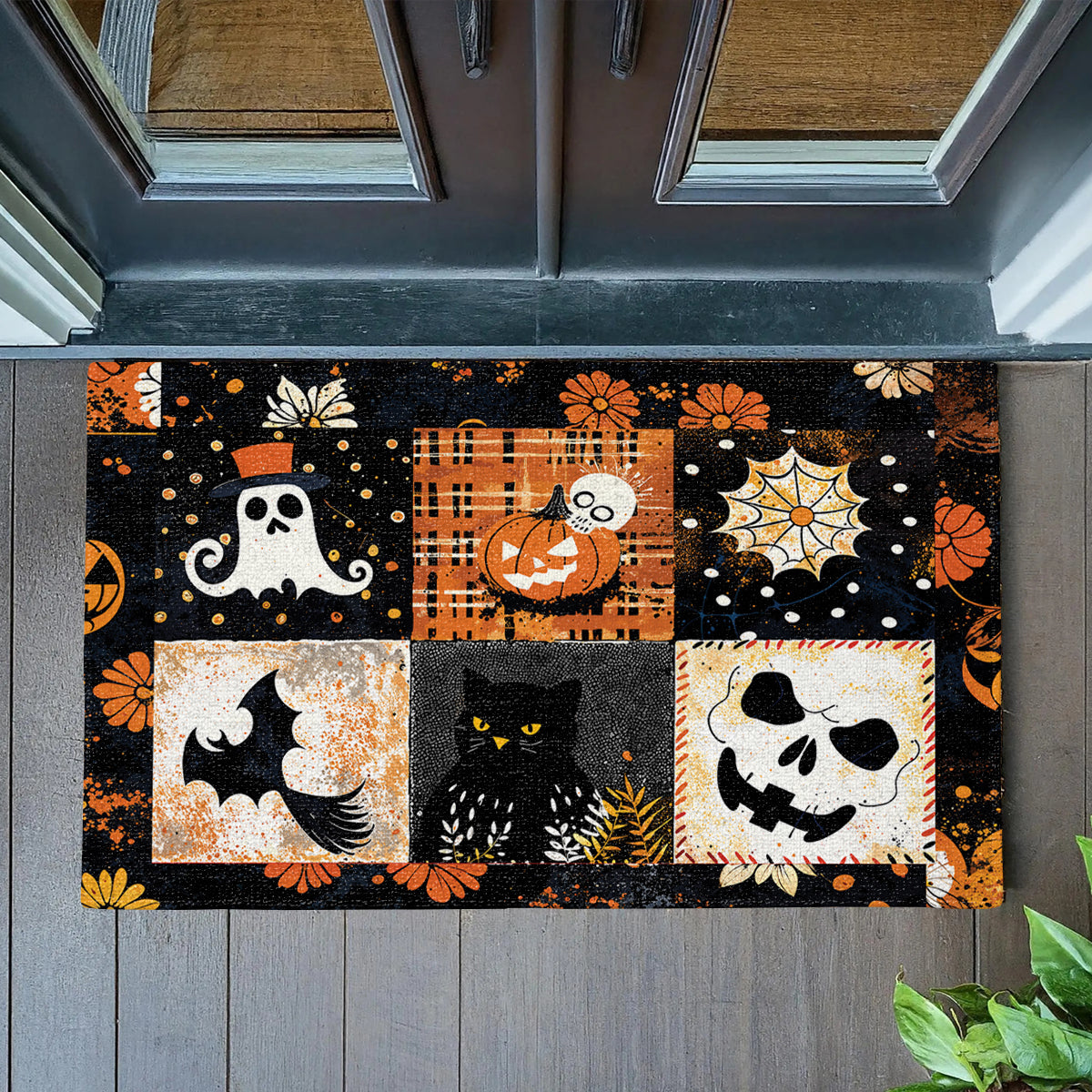 Shineful Spooky Patchwork Ultra-Thin Non Skid Floor Mat, Kitchen Rugs
