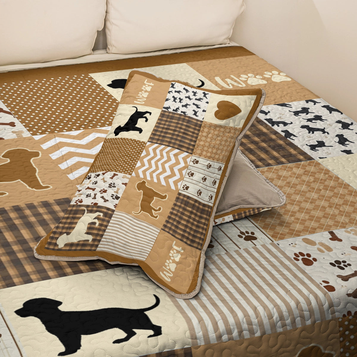 Shineful All Season Quilt 3-Piece Set Labrador Love Patchwork