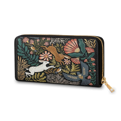 Shineful Leather Clutch Purse With Wristlet Strap Handle Forest Tale