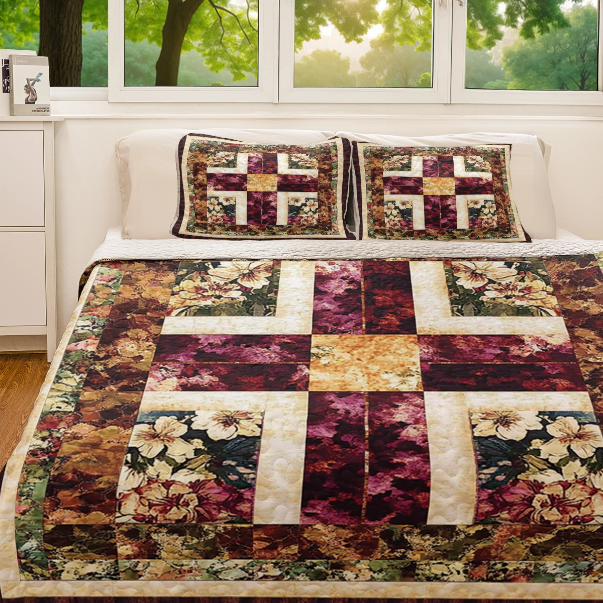 Shineful All Season Quilt 3-Piece Set - God Faithful Floral