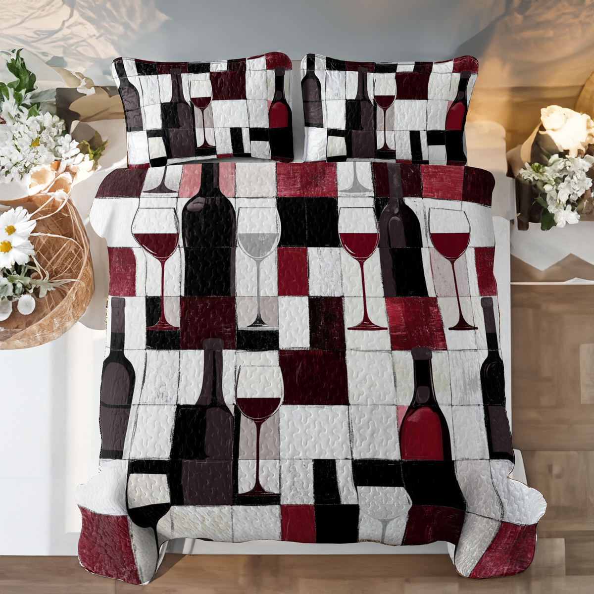 Shineful All Season Quilt 3-Piece Set Vivid Wine