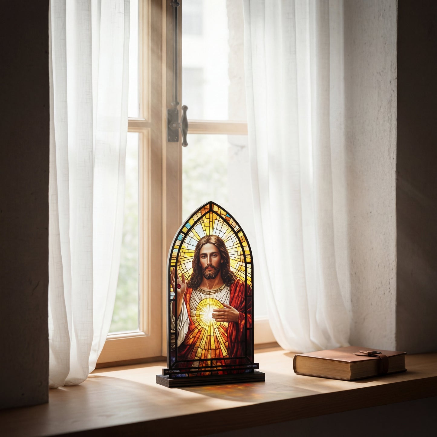 Shineful Suncatcher Candle Holder Sacred Heart Light