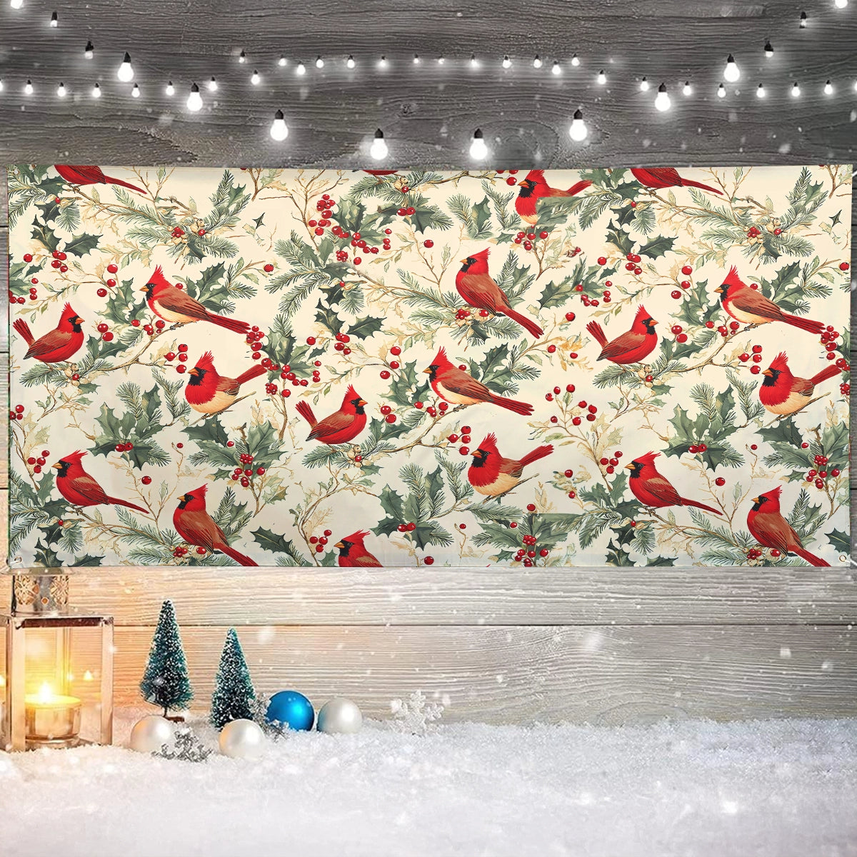 Shineful Garage Door Banner Decoration - Winter Cardinal Harmony