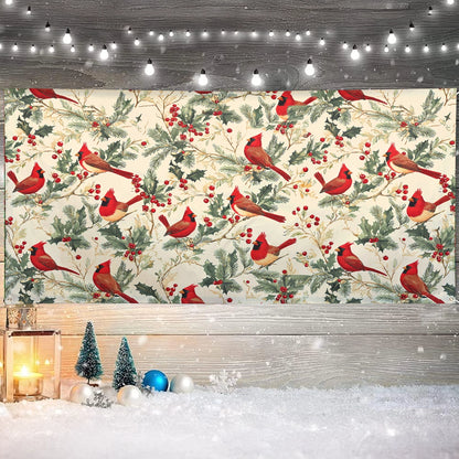 Shineful Garage Door Banner Decoration - Winter Cardinal Harmony