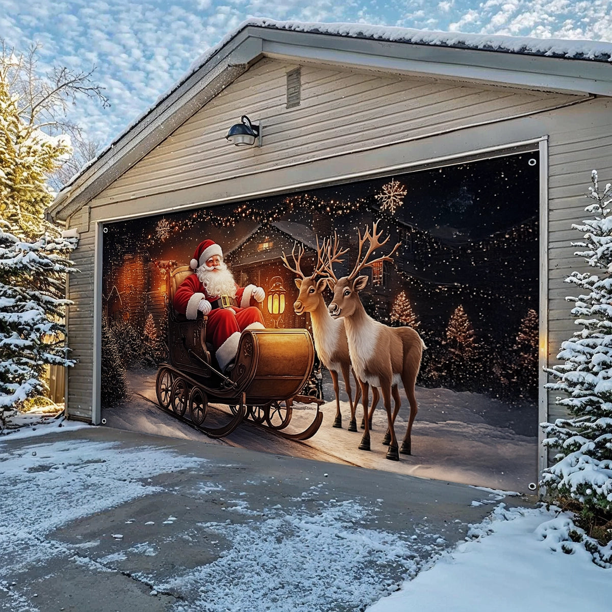 Shineful Garage Door Banner Decoration - Santa’s Christmas Journey