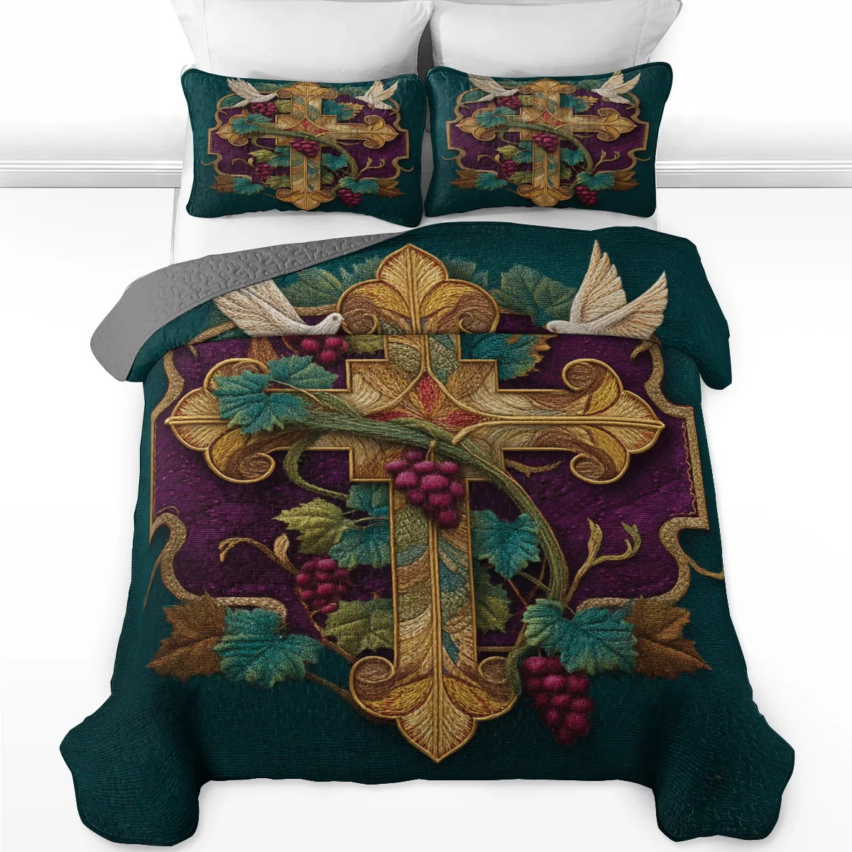 Shineful Quilt 3-Piece Set Vine of Eternal Grace