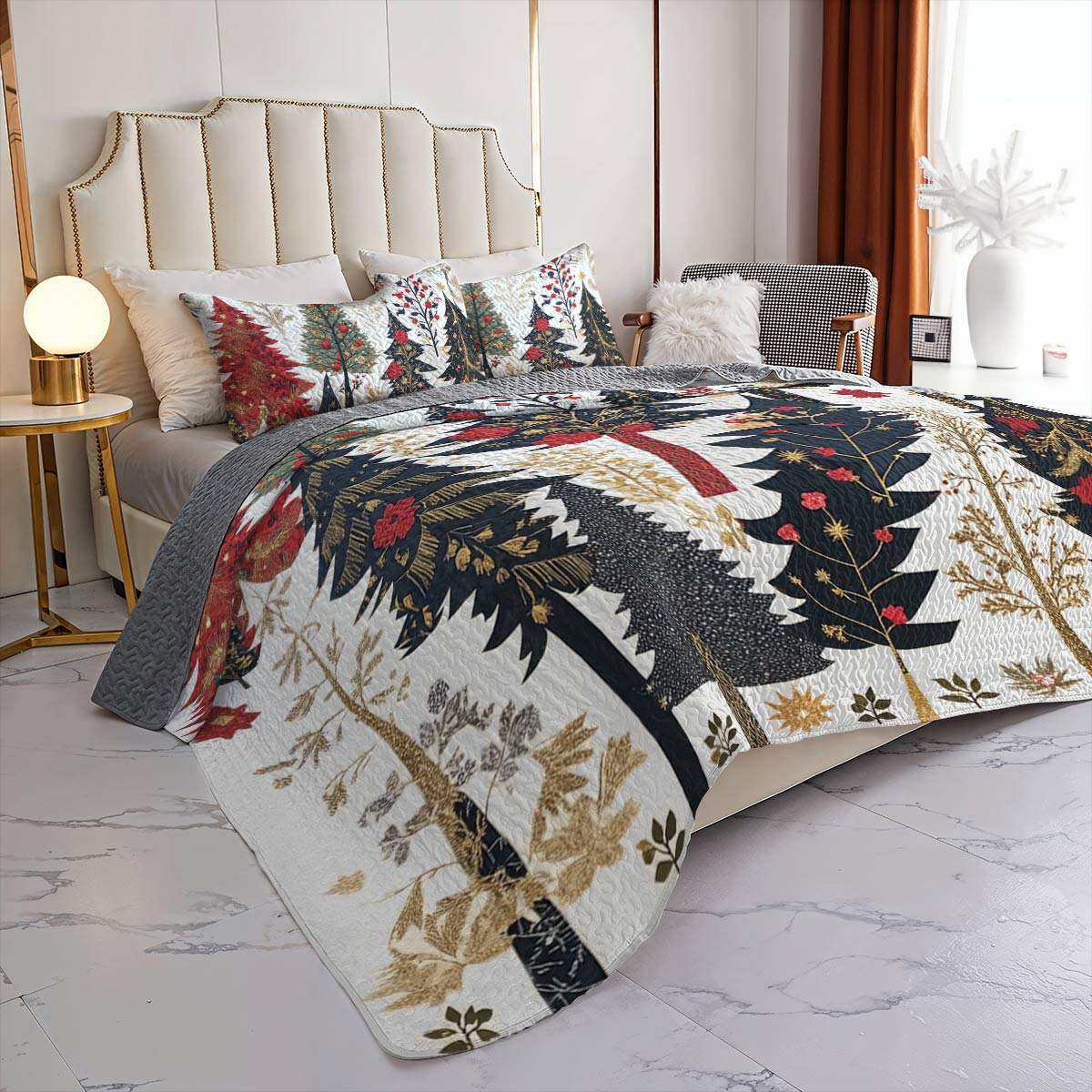 Shineful All Season Quilt 3-Piece Set Classical Christmas Tree