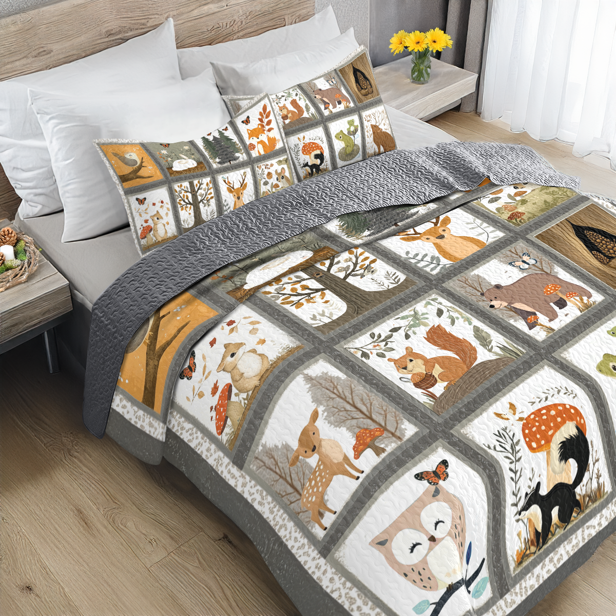 Shineful All Season Quilt 3-Piece Set Woodland Friends