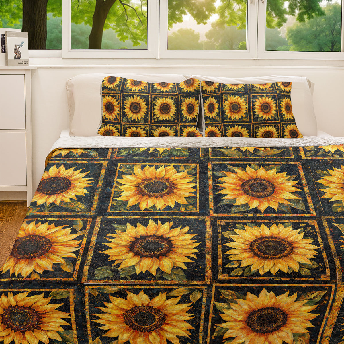 Shineful All Season Quilt 3-Piece Set Sunflower Patch