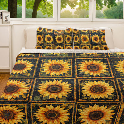 Shineful All Season Quilt 3-Piece Set Sunflower Patch