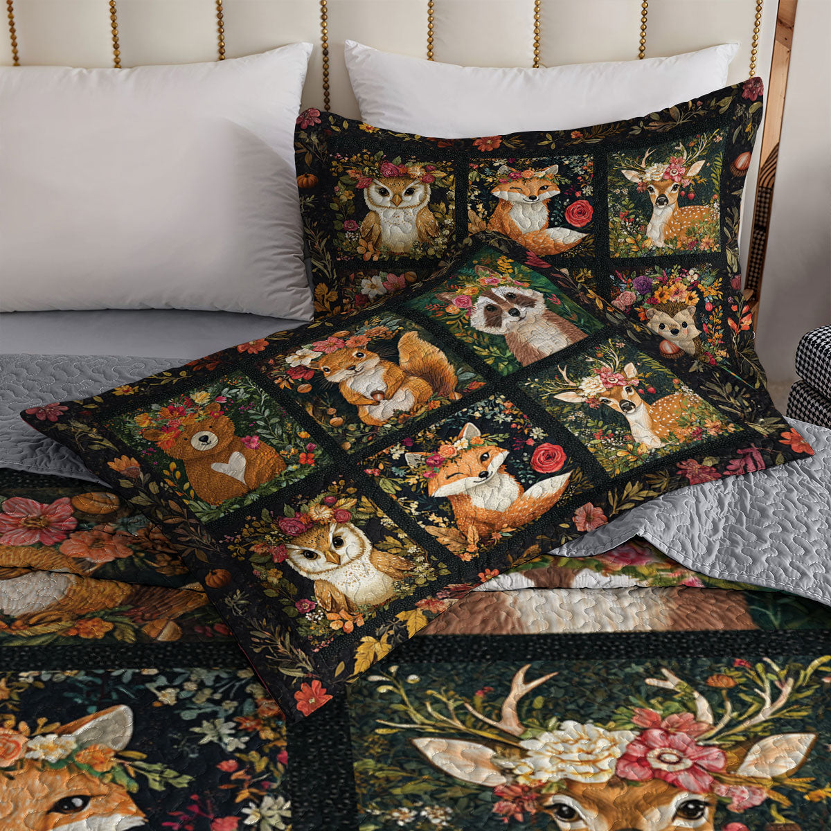 Shineful All Season Quilt 3-Piece Set Floral Animal