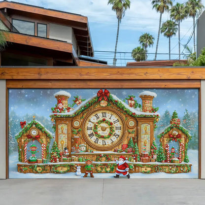 Shineful Garage Door Banner Decoration - Christmas Clockwork