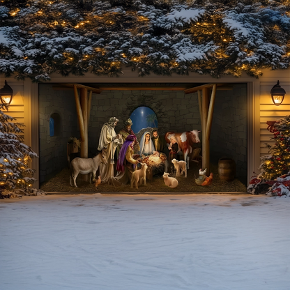 Shineful Garage Door Banner Decoration Adoration of the Christ