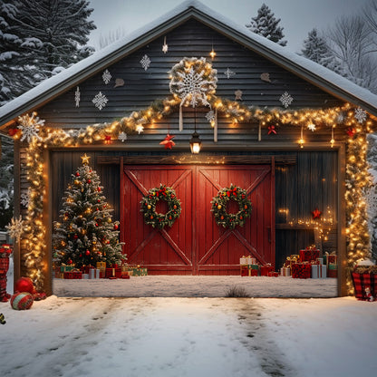 Shineful Garage Door Banner Decoration Christmas Red Barn