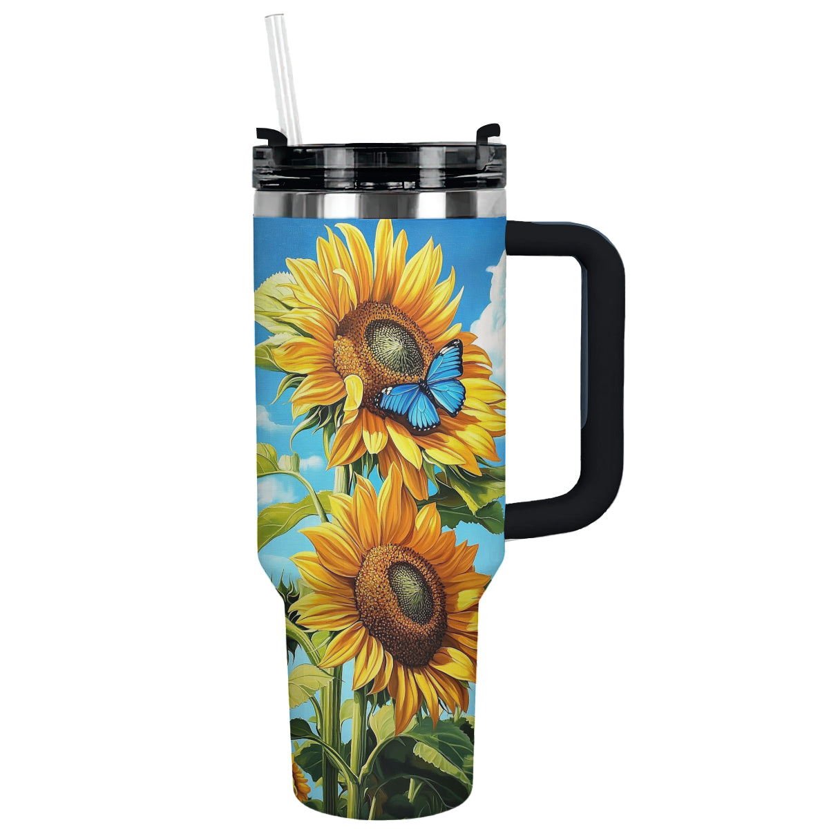 Shineful Tumbler Blue Butterfly Sunflower