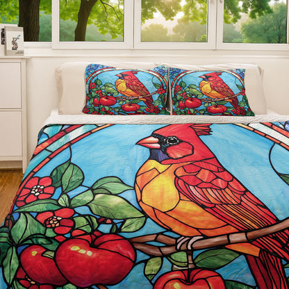 Shineful All Season Quilt 3-Piece Set Cardinal Heaven