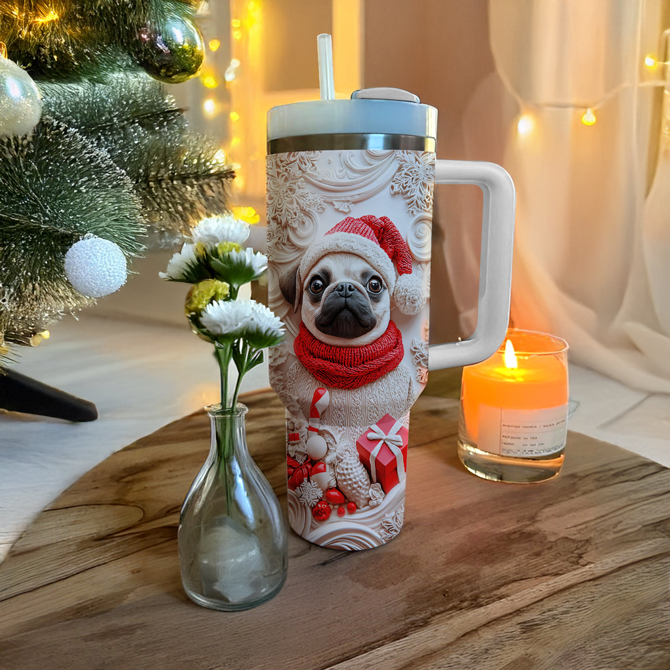 Shineful Glossy Tumbler Christmas Puggy