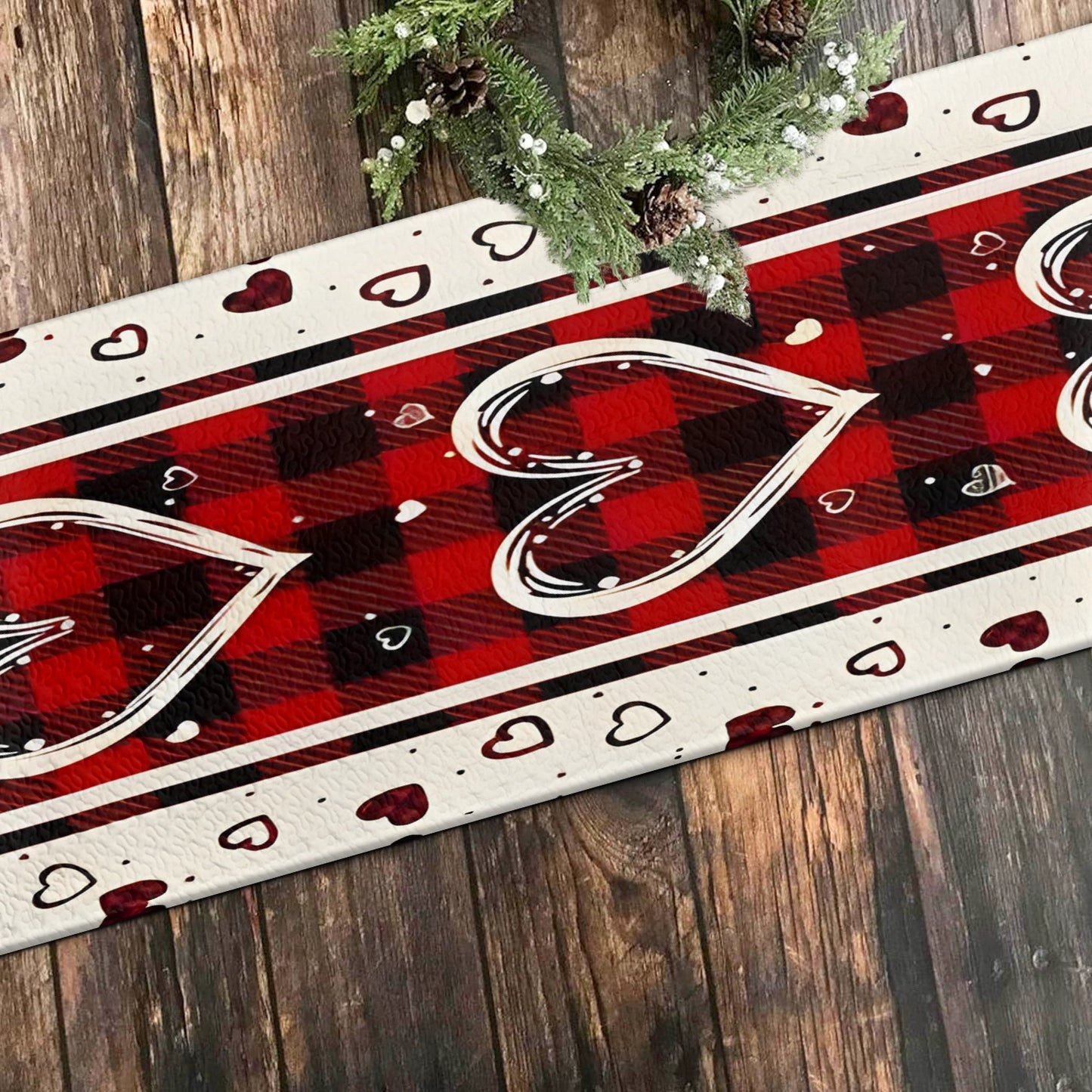 Shineful 2D Flat Print Quilted Table Runner Valentine Loving Hearts