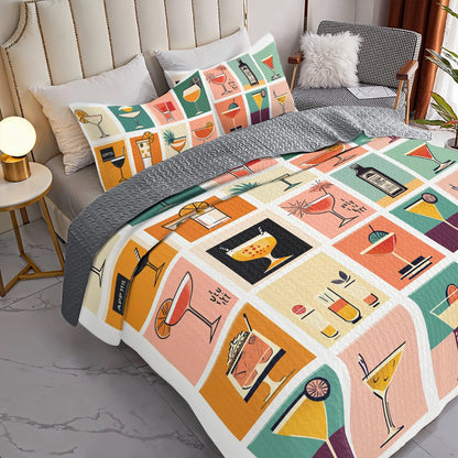 Shineful All Season Quilt 3-Piece Set Wine  Cocktail Chic