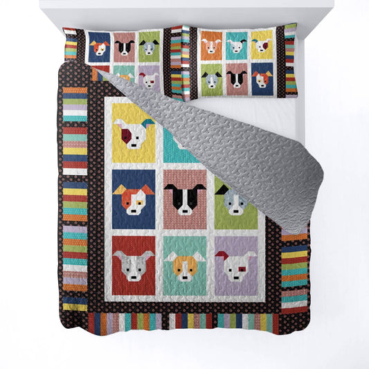 Shineful All Season Quilt 3-Piece Set Colorful Pitbulls