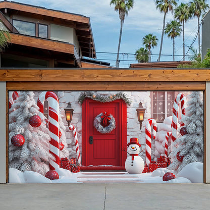 Shineful Garage Door Banner Decoration Snowman Candy Cane