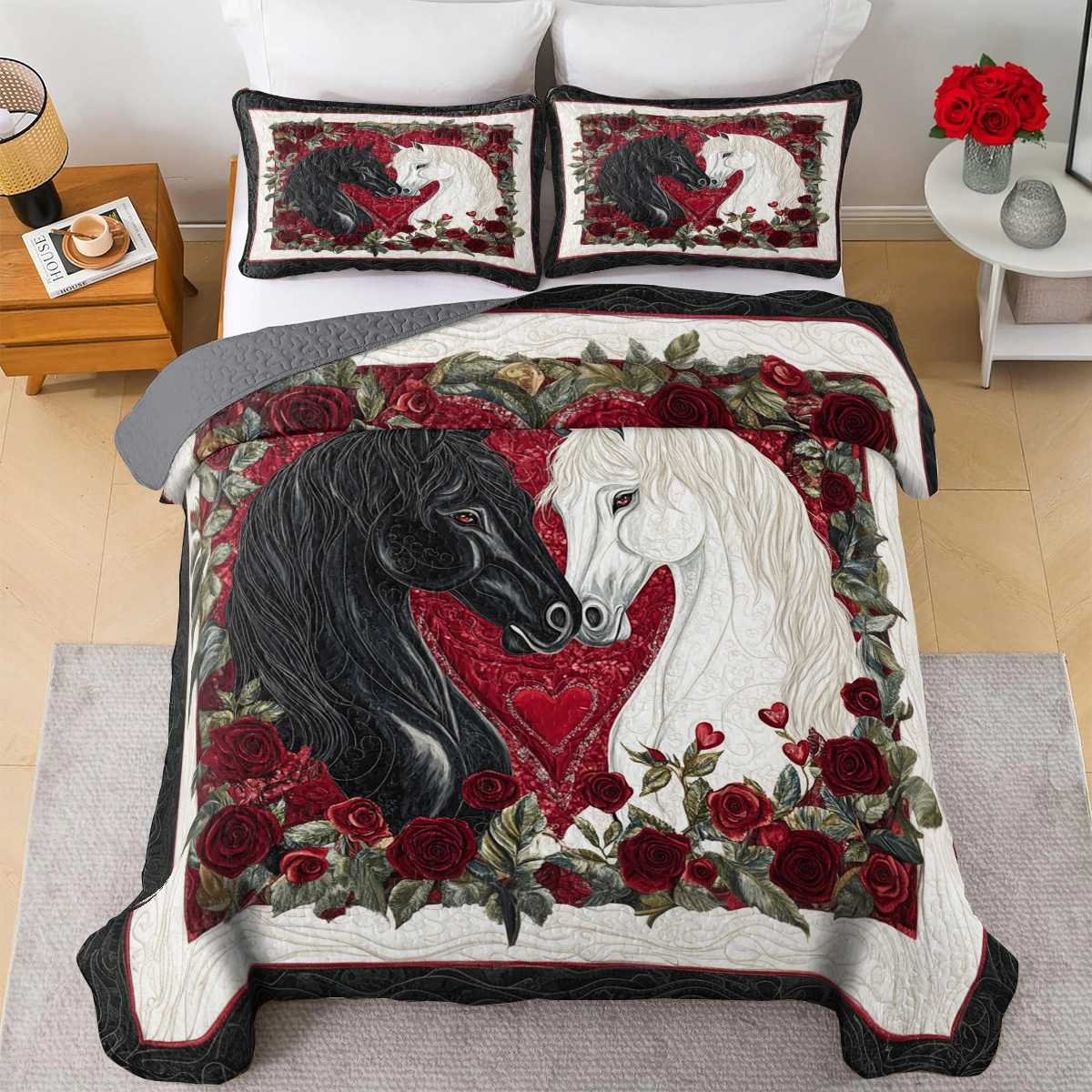 Shineful All Season Quilt 3-Piece Set Eternal Love Horse