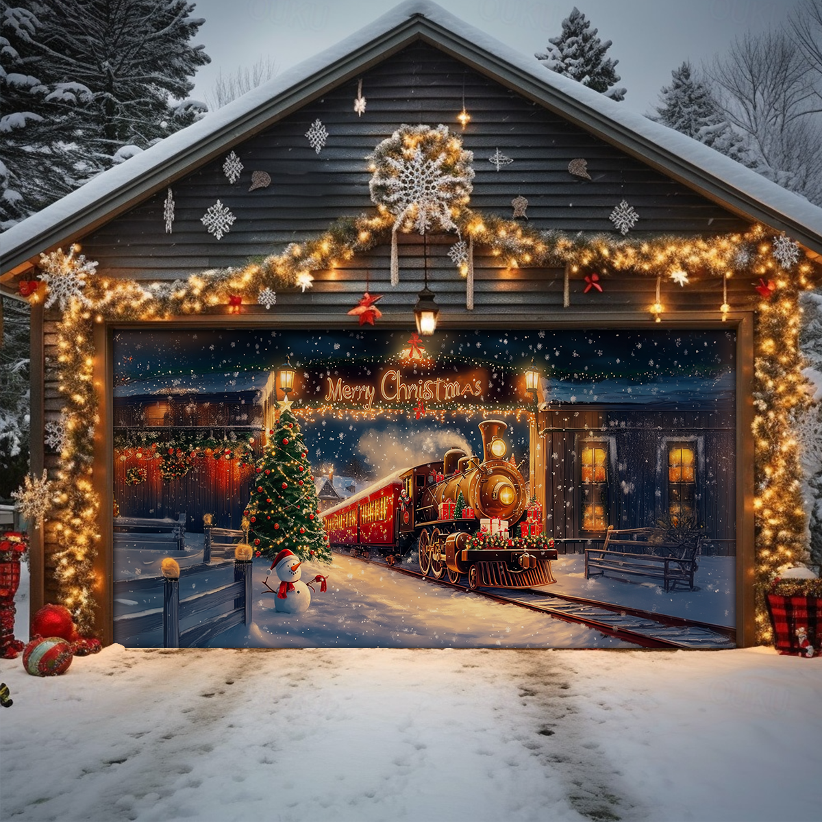 Shineful Garage Door Banner Decoration -  Christmas Express