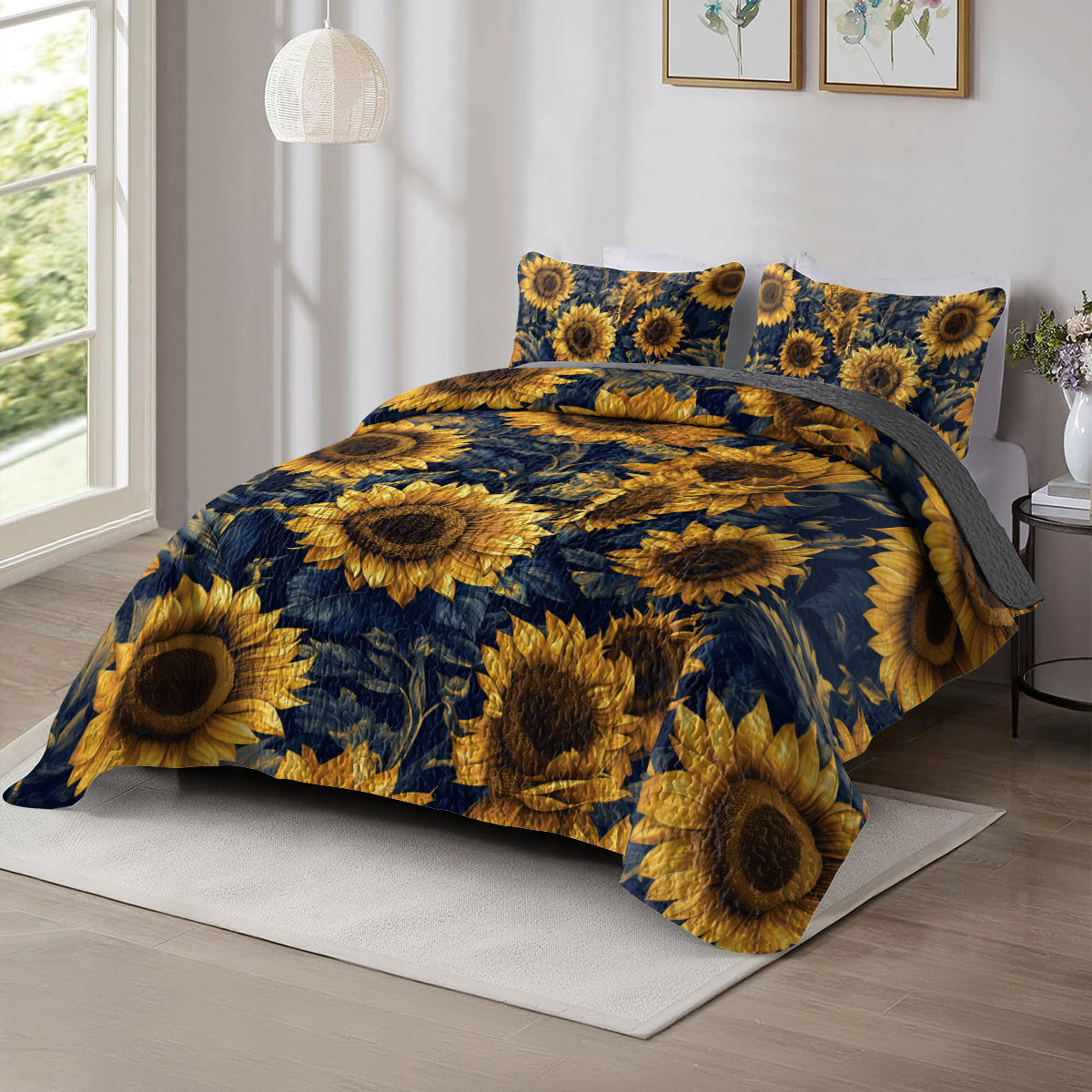 Shineful All Season Quilt 3-Piece Set Gorgeous Sunflower