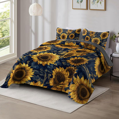 Shineful All Season Quilt 3-Piece Set Gorgeous Sunflower