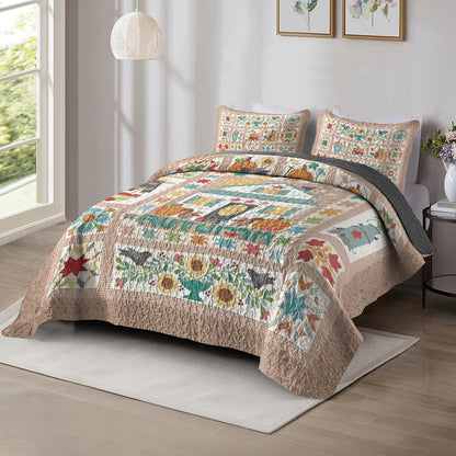 Shineful All Season Quilt 3-Piece Set Autumn Cottage Farm