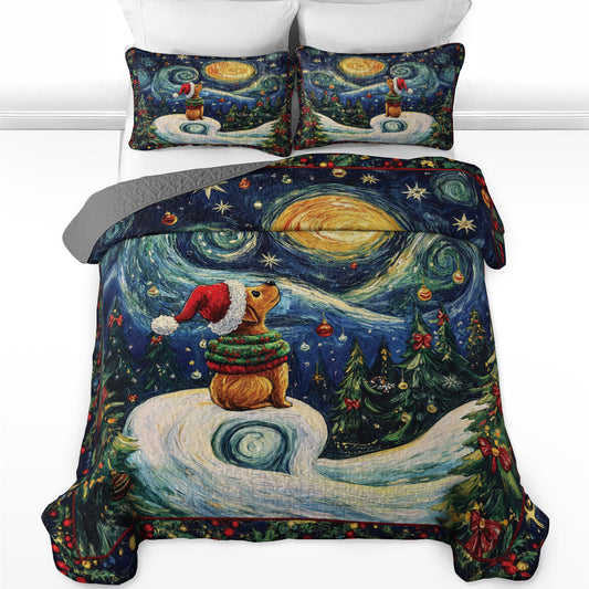 Shineful Quilt 3-Piece Set Starry Christmas Pup