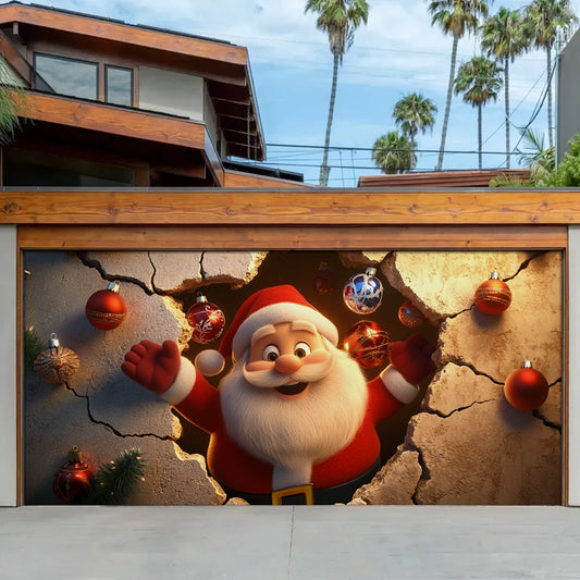 Shineful Garage Door Banner Decoration - Santa's Festive Breakthrough