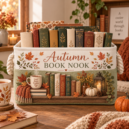 Shineful Cozy Autumn Reading Book Basket