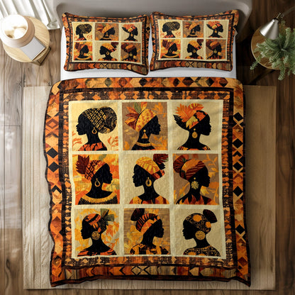 Shineful All Season Quilt 3-Piece Set - Black Women Grace