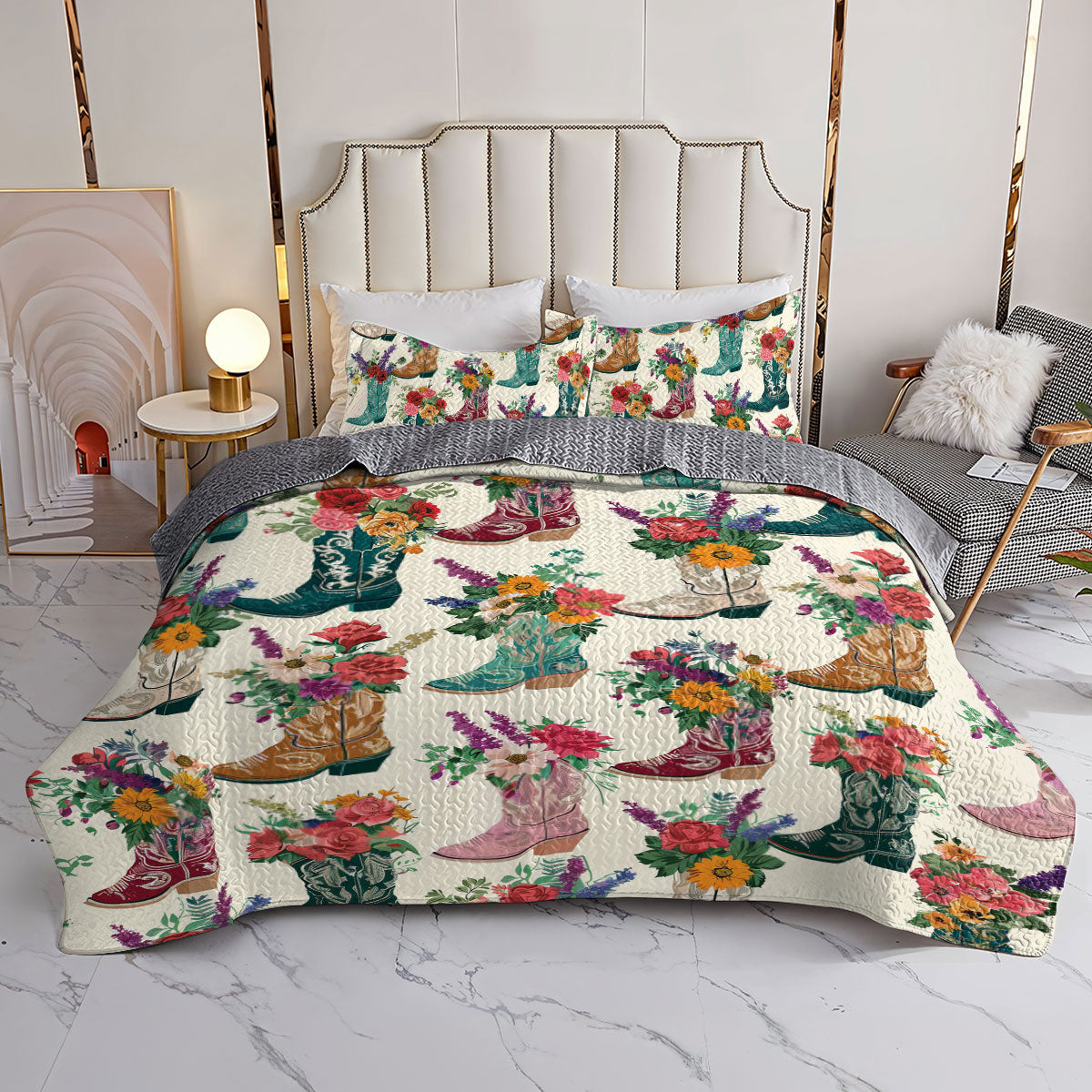 Shineful All Season Quilt 3-Piece Set Wildflower Boots