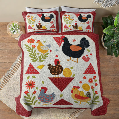 Shineful All Season Quilt 3-Piece Set Chicken Mom