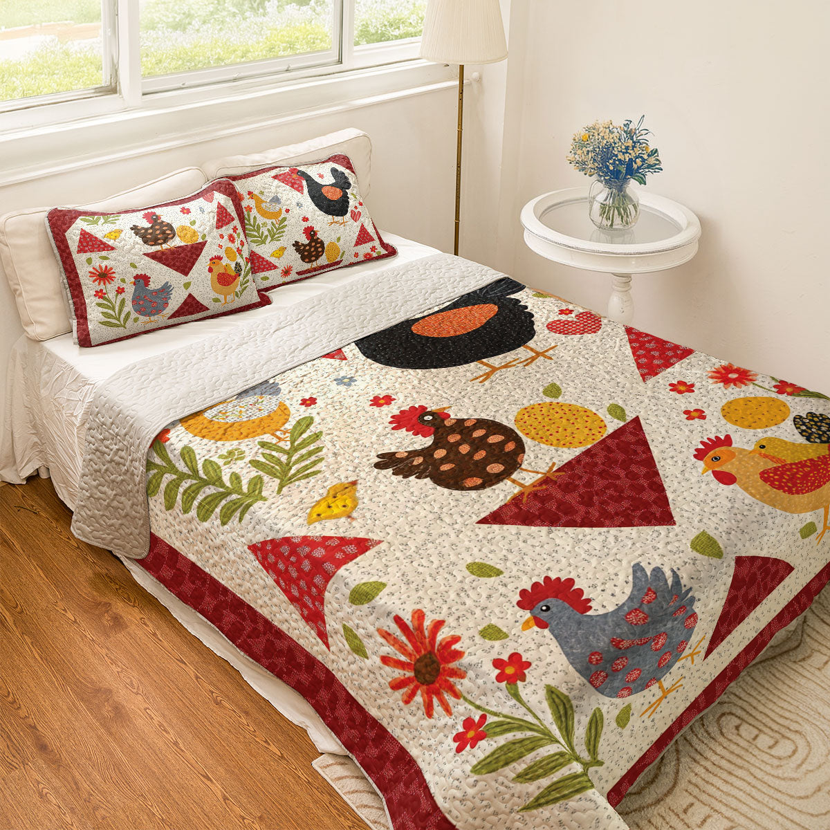 Shineful All Season Quilt 3-Piece Set Chicken Mom