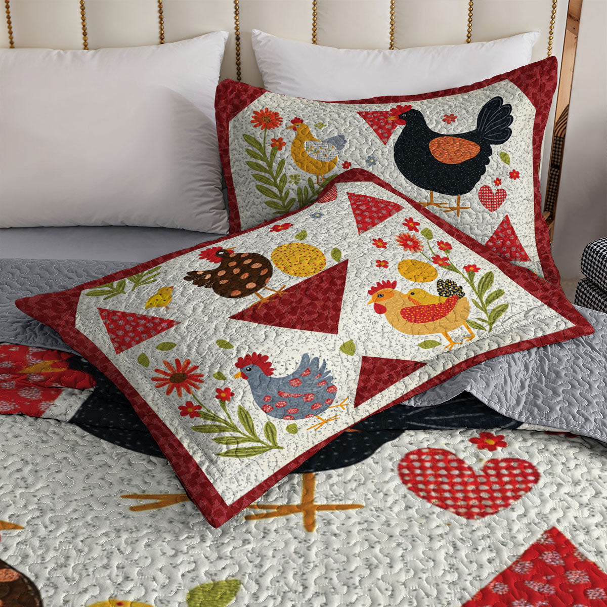 Shineful All Season Quilt 3-Piece Set Chicken Mom