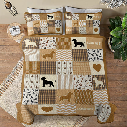 Shineful All Season Quilt 3-Piece Set Labrador Love Patchwork