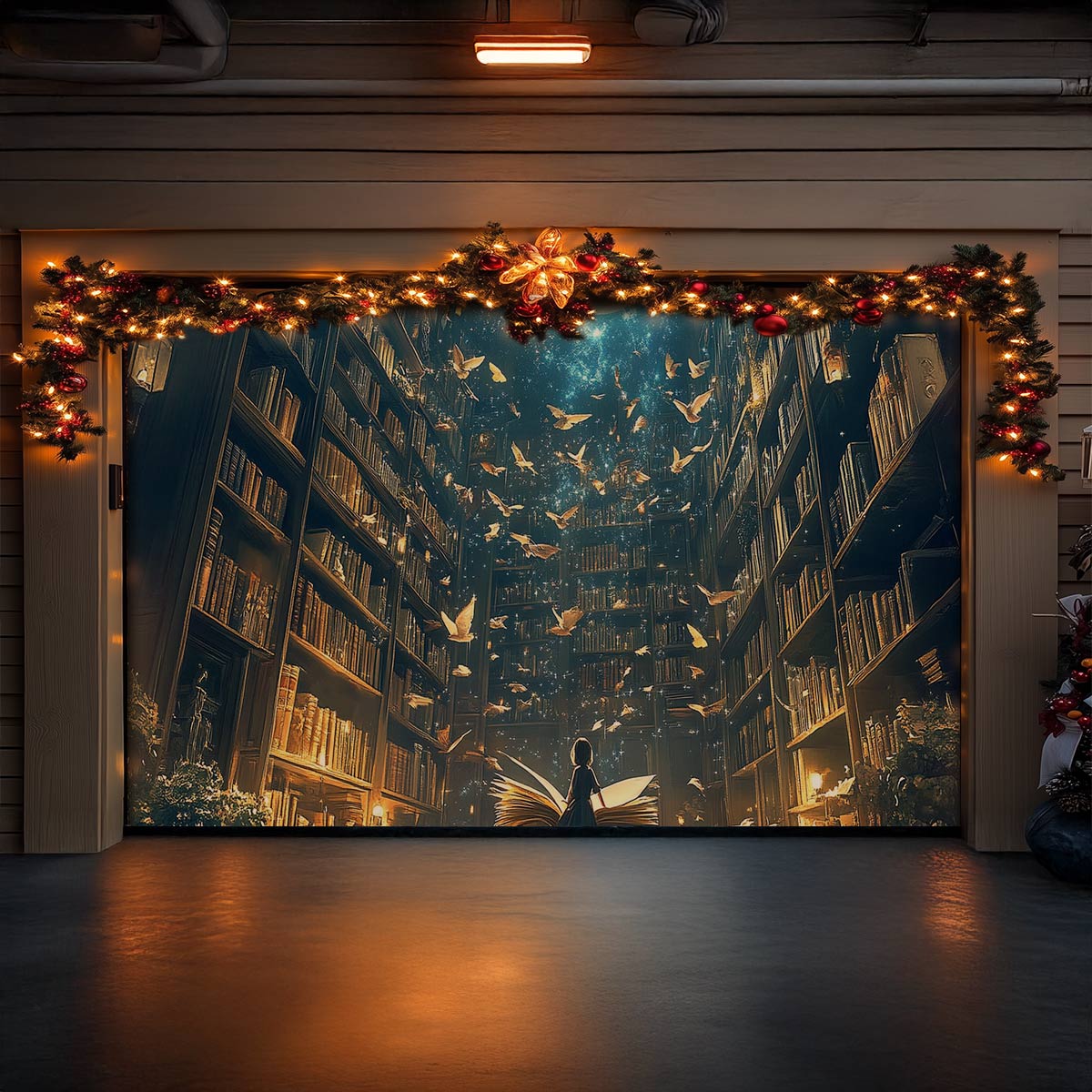 Shineful Garage Door Banner Decoration Akashic Library