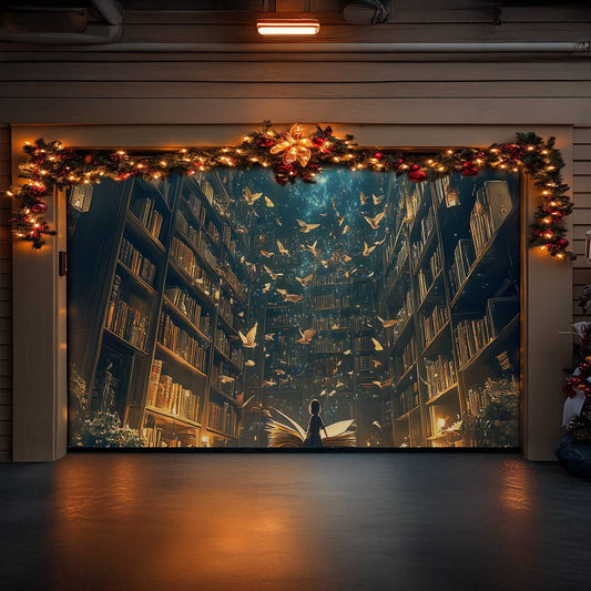 Shineful Garage Door Banner Decoration Akashic Library