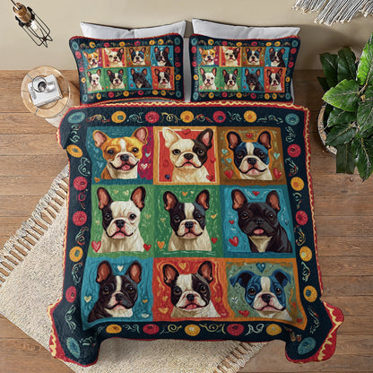 Shineful All Season Quilt 3-Piece Set Vibrant French Bulldog Dreams