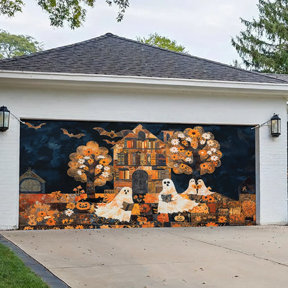 Shineful Garage Door Banner Decoration - Ghostly Books House