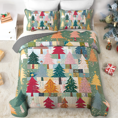 Shineful All Season Quilt 3-Piece Set Patchwork Christmas Tree