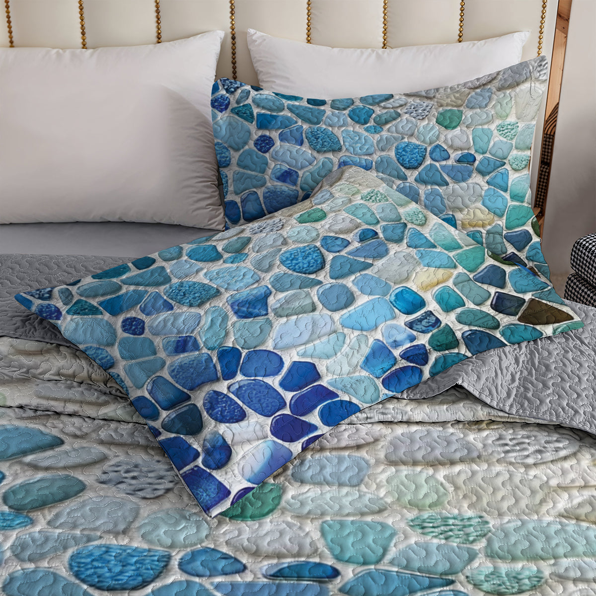 Shineful All Season Quilt 3-Piece Set Ocean Pebbles